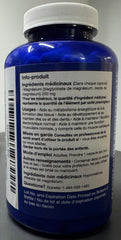 VitaUp magnesium glycinate bottle back label, clear dosage and ingredient details for informed use.