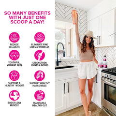 Vitauthority collagen powder scoop ready for easy serving in drinks.