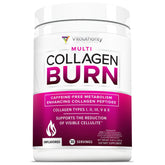 Vitauthority hydrolyzed collagen powder bottle shows flavor-free formula for daily weight management.