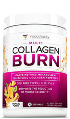 Vitauthority hydrolyzed collagen powder bottle in tropical punch flavor supports skin and joints.