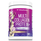 Vitauthority multi collagen powder vanilla tub boosts daily beauty routines with convenient, nourishing collagen