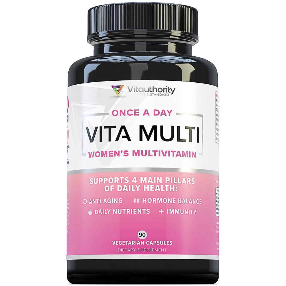 Vitauthority Multivitamin Women bottle close-up showing comprehensive daily support