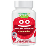 VitaWorks Kids Elderberry chewables bottle shows convenient daily immune support for children.