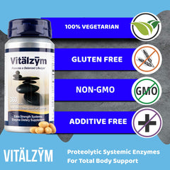 VITÄLZYM enteric-coated soft gels designed for easy swallowing.