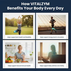 VITÄLZYM immune and joint support packaging suggesting holistic wellness