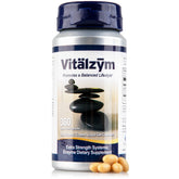 VITÄLZYM serrapeptase liquid gel bottle with enteric coating for absorption.