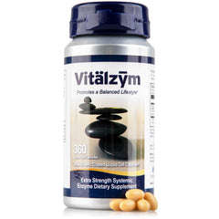 VITÄLZYM serrapeptase liquid gel bottle with enteric coating for absorption.