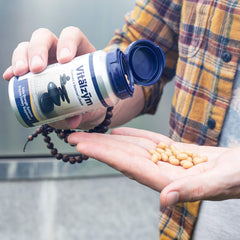 VITÄLZYM label highlights vegetarian, gluten-free, dairy-free, yeast-free features.