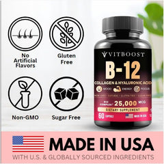 VITBOOST methylcobalamin capsules highlight premium B12 form for absorption.