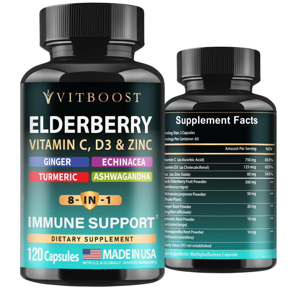 VITBOOST Elderberry immune bottle closeup, a trusted daily wellness option for immune support