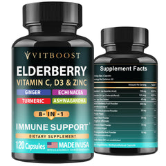 VITBOOST Elderberry immune bottle closeup, a trusted daily wellness option for immune support