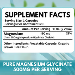 Capsules close-up highlighting chelated magnesium glycinate for gentle digestion.