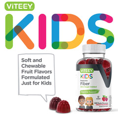Viteey kids fiber fruit-flavored gummies offer a tasty way to support regularity.