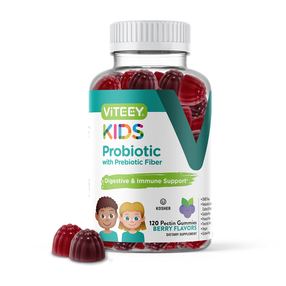 Viteey Kids Probiotic Gummies berry flavor support digestive health for kids.