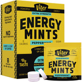 Viter Energy caffeine mints 80mg packaging front highlights potent boost and minty flavor