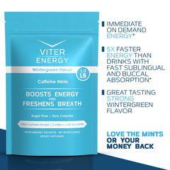 Viter Energy wintergreen flavor ambient shot conveys refreshing breath and alertness.