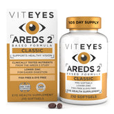 Viteyes AREDS 2 classic softgels close-up, easy-to-swallow eye health support.