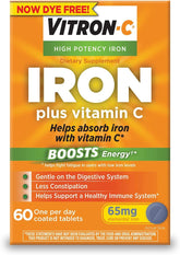 Vitron-C coated tablets in a 3-pack box for convenient daily iron support.