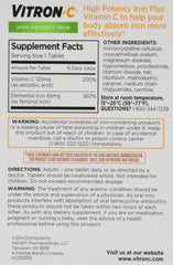 Vitron-C label close-up highlighting the high potency formula