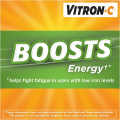 Close-up of Vitron-C tablet showing smooth coating for gentle iron delivery.