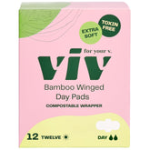 Viv for Your V bamboo pads packaging shows eco-friendly wrapping.