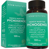 Viva Naturals Pycnogenol 100mg bottle supports daily circulation and antioxidant-like activity.