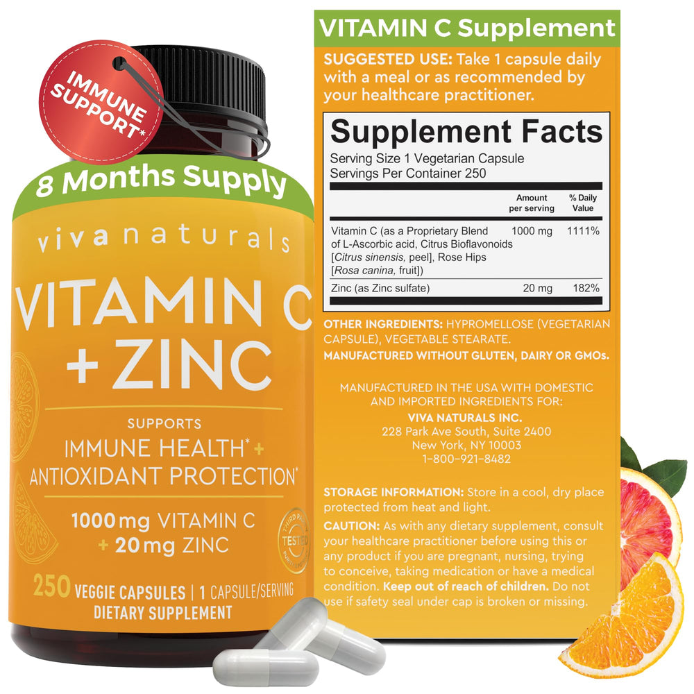 Viva Naturals bottle front with high potency capsules for daily immune support