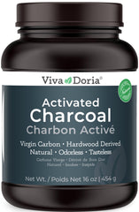 Viva Doria Charcoal Powder texture close-up showing porous surface and adsorptive potential.