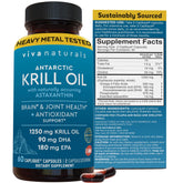 Viva Naturals Antarctic Krill Oil bottle front supports omega-3 intake.