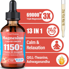 VivaVitalize triple magnesium complex liquid drops highlighting high-potency formula.