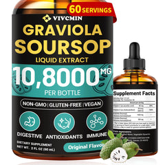 Vivcmin Graviola bottle pour for easy daily dosage and convenience.