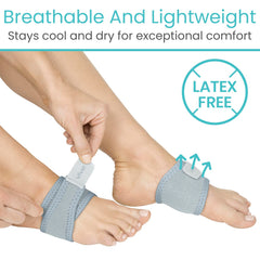 Vive arch brace worn inside most shoes for discreet support.