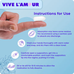 Vive L'Amour slender suppository design for comfortable dissolution.