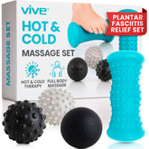 Vive Massage Ball Set foot-roller demonstrates soothing plantar fascia relief during home routines.