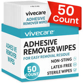 ViveCare adhesive remover wipes pack close-up for easy residue removal