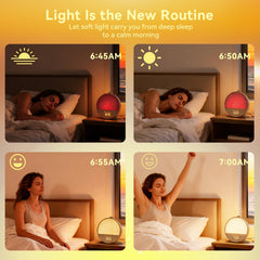 Vivilumens Wood Grain Sunrise Clock ambient RGB light creates atmosphere