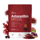 VivoNu Astaxanthin 12mg bottle highlighting high-potency antioxidants for daily eye, skin, and joint vitality.