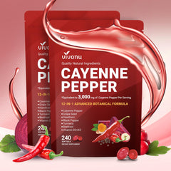 VivoNu Cayenne Pepper Softgels bottle front showing 12-in-1 blend for daily wellness