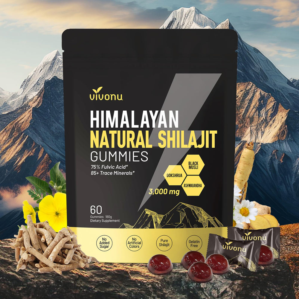 VivoNu Himalayan Shilajit Gummies bottle for daily vitality.