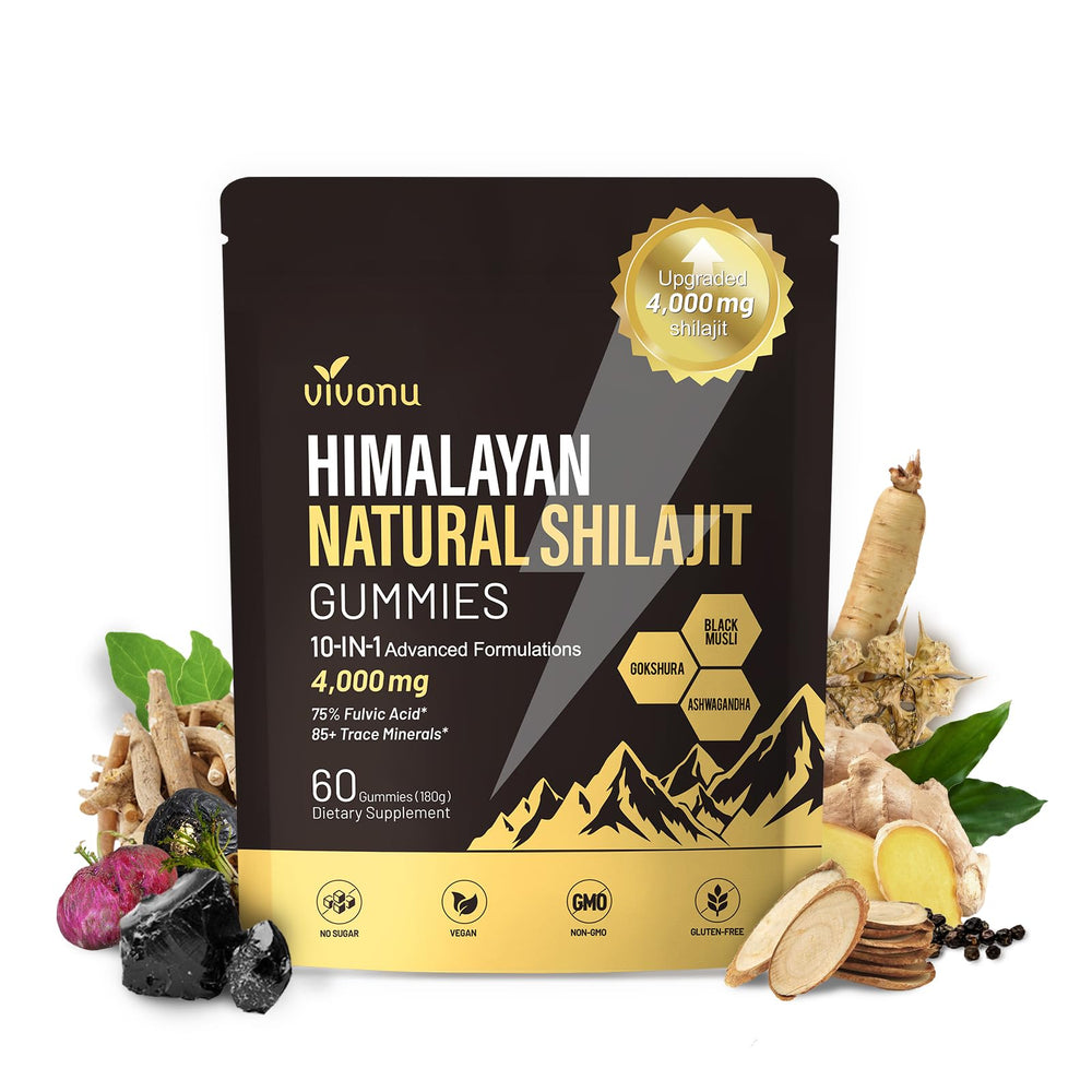 VivoNu Shilajit Gummies bottle close-up highlighting high-potency vitality potential.