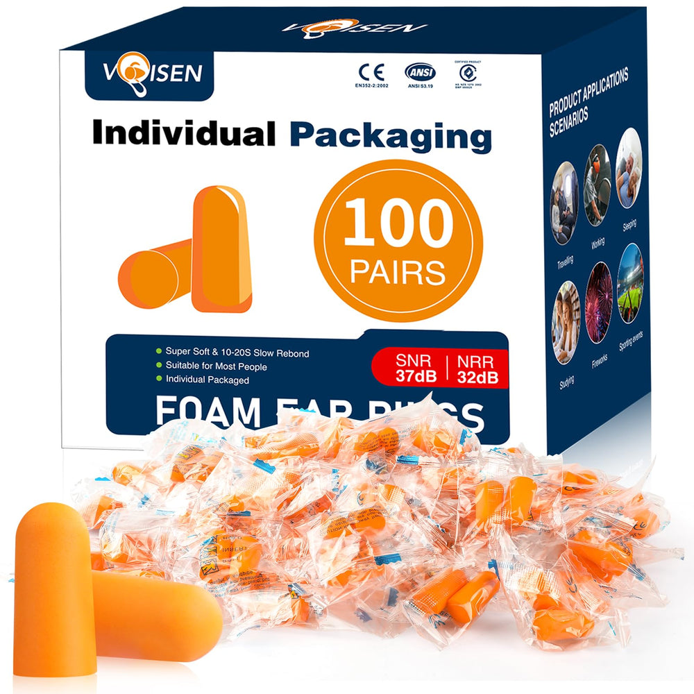 VOISEN Ear Plugs soft foam close-up for comfortable wear