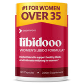 VoomVaya Libidooo bottle closeup highlighting a trusted wellness booster for women over 35.