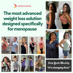 VoomVaya MenoSlim capsules in bottle offer convenient daily support for menopause weight management.