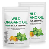Vortexonix 2-in-1 oregano oil softgels bottle for easy daily immune support.