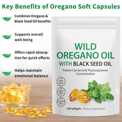 Vortexonix oregano and black seed oil ingredients panel shows natural formulation.
