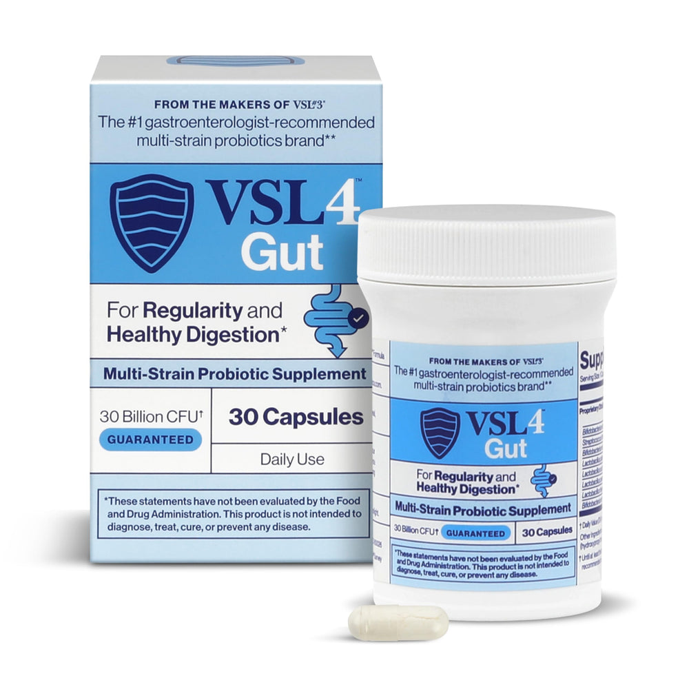 VSL4 Gut Daily Probiotics bottle promotes daily digestive balance