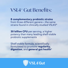 Packaging display shows the VSL4 Gut Daily Probiotics branding and multi-strain formula