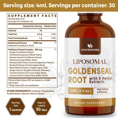Vuvionoso Goldenseal bottle pour showing convenient serving