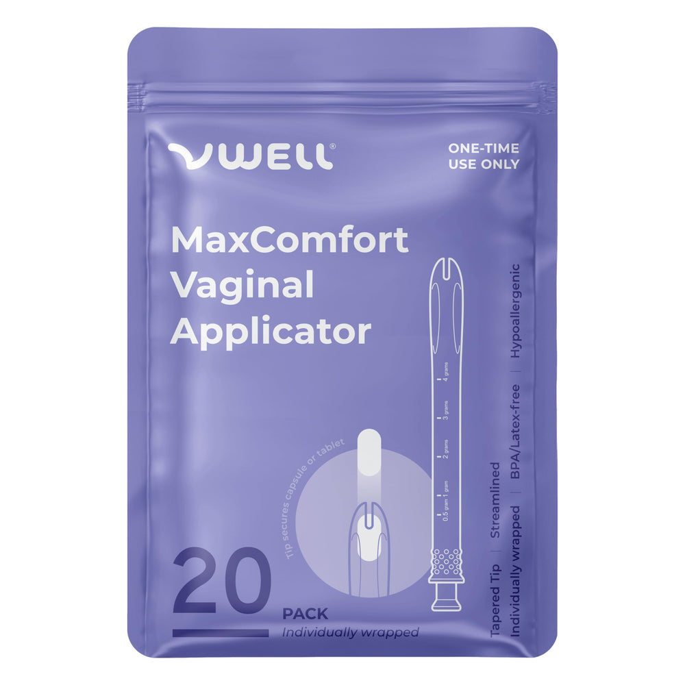 VWELL MaxComfort tapered applicator aids gentle insertion for first-time users.
