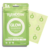 Vytadose Collagen Glow Patches box promotes skin glow and hair strength.